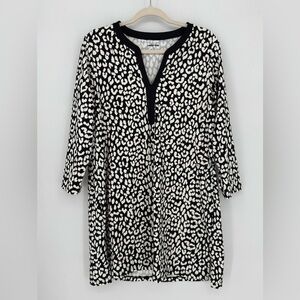 Land’s End Black and White Animal Print Swim Cover Up Dress